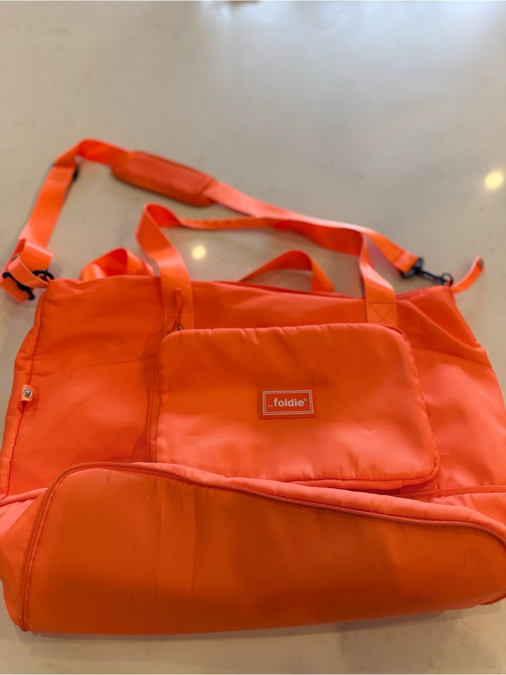 foldie Orange Packable Travel Tote Bag